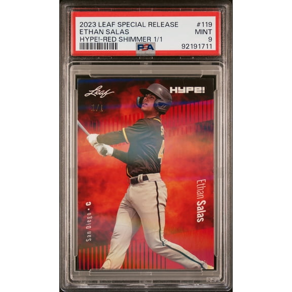 PSA 9 Ethan Salas 2023 Leaf Hype! #119 Red Shimmer 1/1 Rookie Card