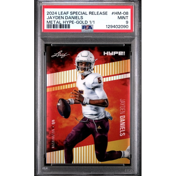 PSA 9 Jayden Daniels 2024 Leaf HYPE! Metal #HM-08 Gold 1/1 Rookie Card