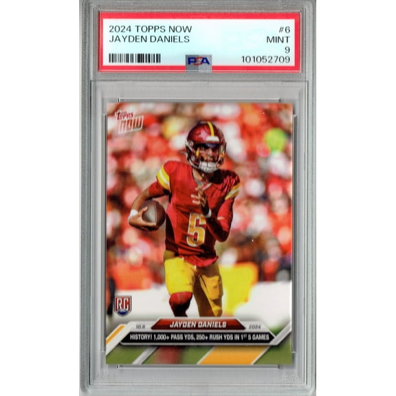PSA 9 Jayden Daniels 2024 Topps Now #6 History! Rookie Card