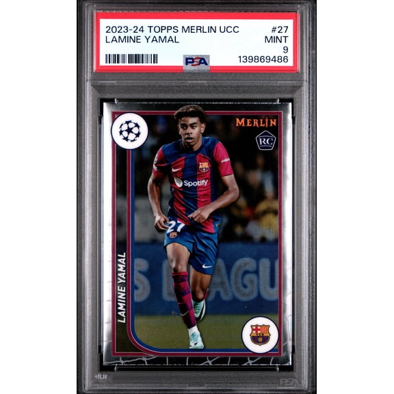PSA 9 Lamine Yamal 2023-24 Topps Merlin #27 Rookie Card Barcelona