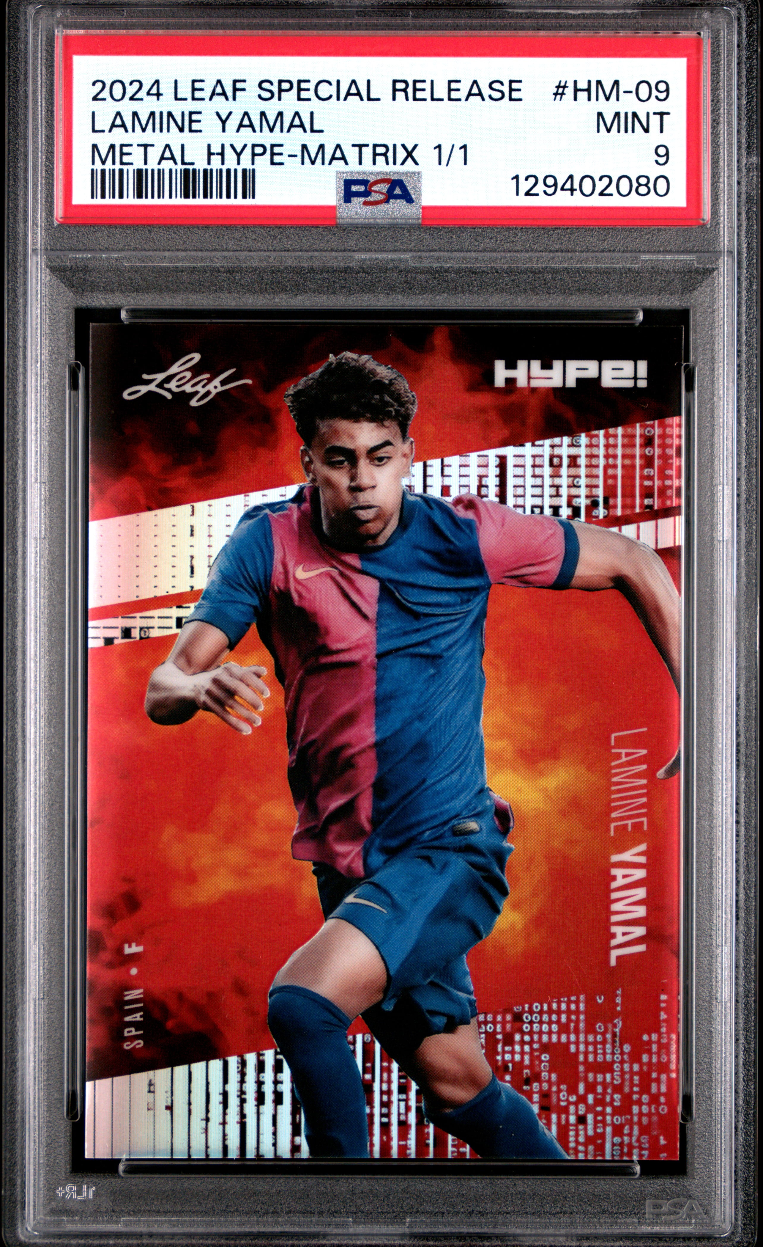 PSA 9 Lamine Yamal 2024 Leaf HYPE! Metal #HM-09 Matrix 1/1 Rookie Card ...
