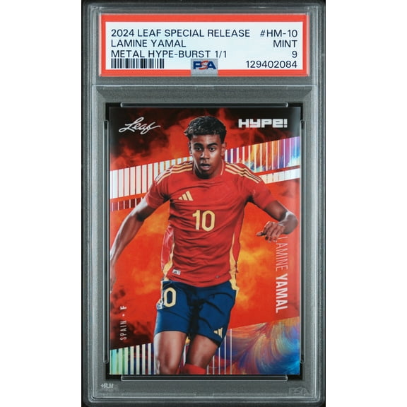 PSA 9 Lamine Yamal 2024 Leaf HYPE! Metal #HM-10 Burst 1/1 Rookie Card