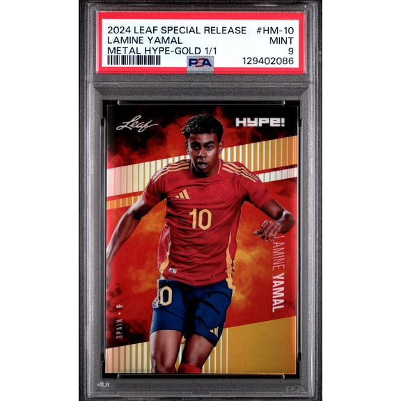PSA 9 Lamine Yamal 2024 Leaf HYPE! Metal #HM-10 Gold 1/1 Rookie Card