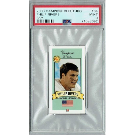 PSA 9 MINT Philip Rivers 2003 Campioni Futuro #34 Rookie Card Blue Sky SP