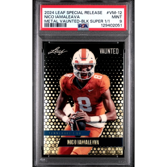 PSA 9 Nico Iamaleava 2024 Leaf Vaunted Metal VM-12 Black Superprismatic 1/1 Card
