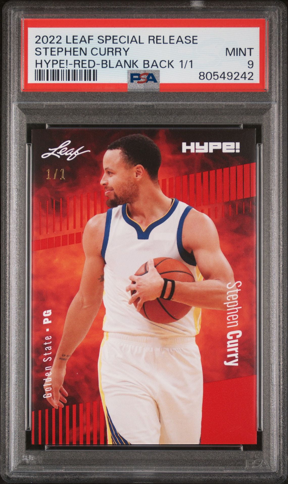 Stephen Curry PSA 9 2022 Leaf Hype! #92 Red Blank Back 1/1 Rare Trading Card  Golden State Warriors - Walmart.com