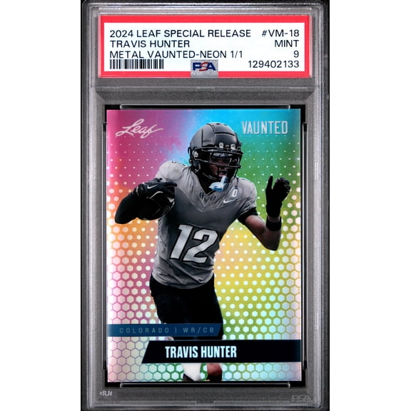 PSA 9 Travis Hunter 2024 Leaf Vaunted Metal #VM-18 Neon 1/1 Rookie Card