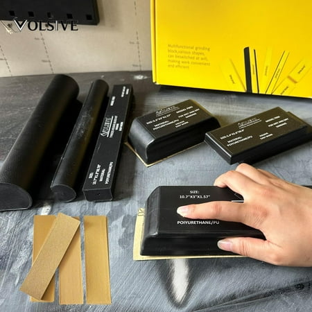PSA Block Kit of 7,Hand Abrasives Auto Body Block Set with 20pcs Self Adhesive Sandpaper Sheet,Flexible for Automotive Paint and Woodworking Sand Furniture