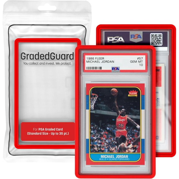PSA Card Slab Protector Case Standard PSA Size Impact Resistant TPU Holder Drop & Scratch Proof Frame for Graded Sports TCG Collectible Trading Cards. (Red)