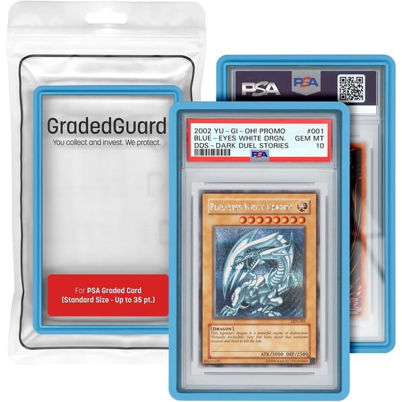 PSA Card Slab Protector Case, Standard Size, Impact Resistant TPU Holder, Drop & Scratch Proof Frame for Graded Sports TCG Collectible Trading Cards. (Blue)