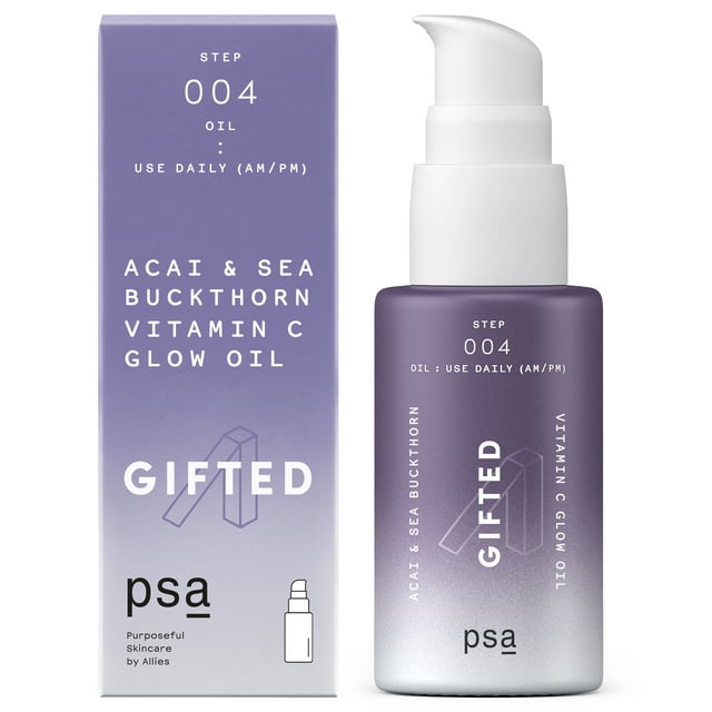 PSA GIFTED Acai and Sea Buckthorn Vitamin C Glow Oil, For All Skin Types, 0.5 fl oz/15 ml, Vegan