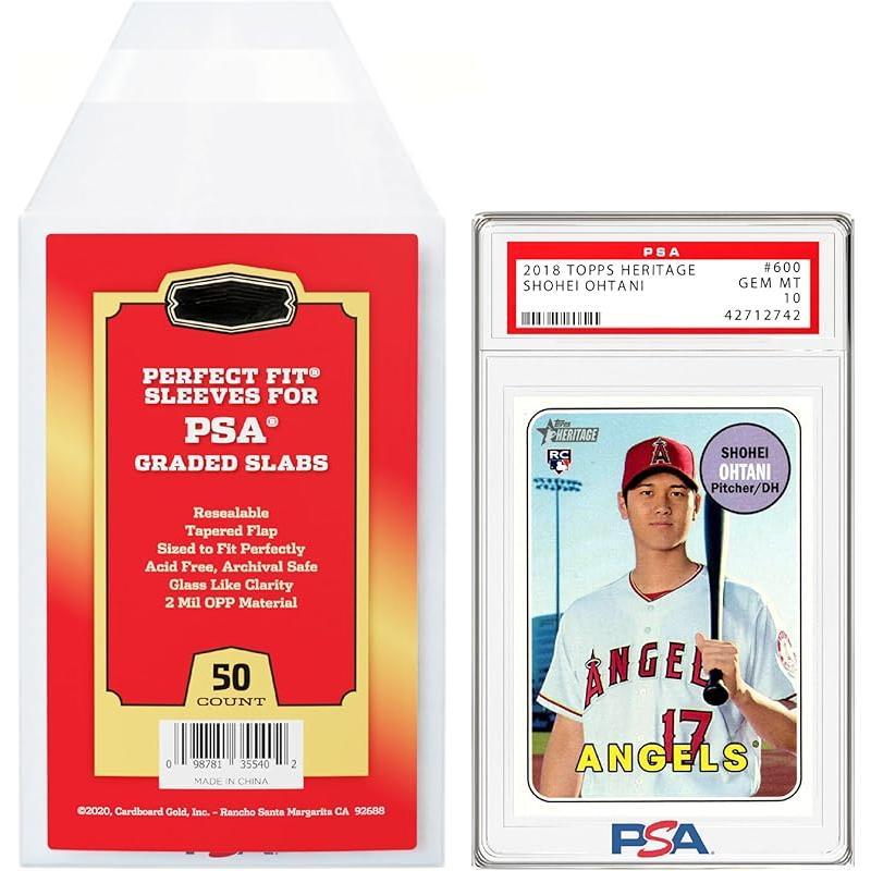 PSA Graded Slabs Perfect Fit Resealable Sleeves – 50 Count, Clear, By Cardboard Gold