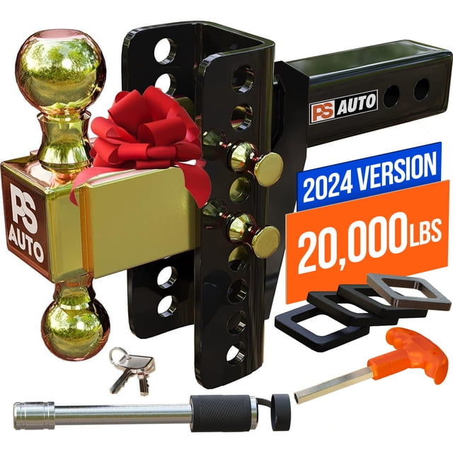 2" Heavy Duty Trailer Hitch, 6" Drop, 18,500 Lb Towing Capacity, Stainless Steel Locks For Truck/SUV