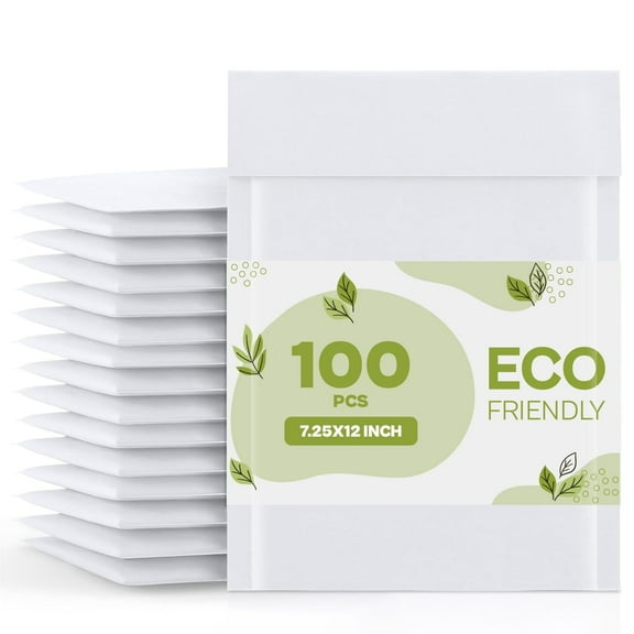 PSBM White Kraft Bubble Mailers #1 7.25" x 12" 100 Pcs Lightweight Waterproof Padded Self Adhesive for Office Purpose