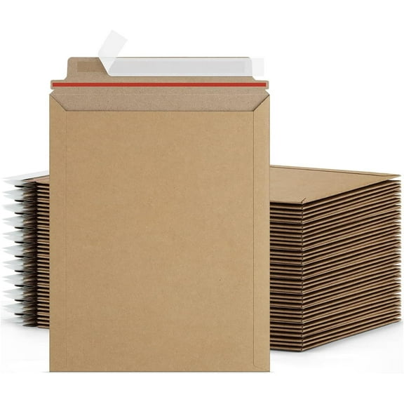 PSBM 100 PCS 7 x 9 Inch Kraft Rigid Photo Mailers, Cardboard Shipping Envelopes, Mailers for Shipping Photos, CDs, Documents, Catalogue, Or any Flat Object