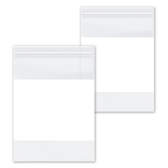PSBM 1000 Count 2 Mil 4 Inch x 4 Inch, White Block Reclosable Poly Bags, With Write-On Block, Clear Zip Plastic Bag, Lock Seal Zipper For Packing, Storing, Organizing & Shipping Products