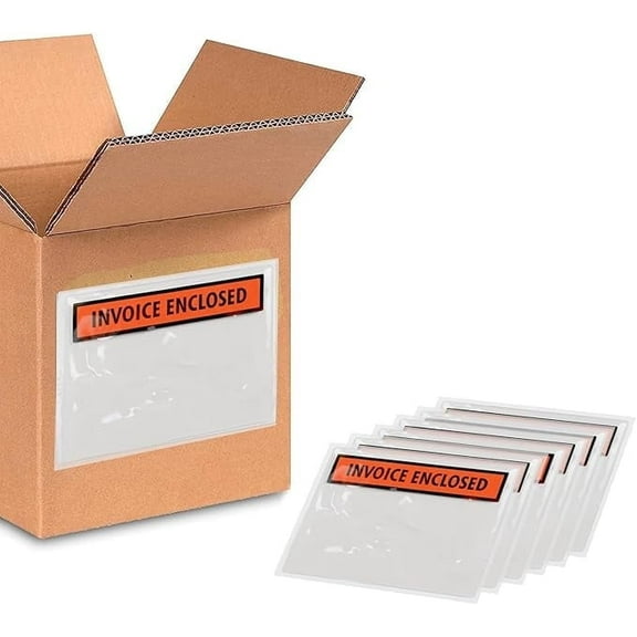 PSBM Packing List Envelopes, 4.5" x 5.5" Orange/Clear Full Face With Pressure sensitive for Shipping, 1000 Pcs