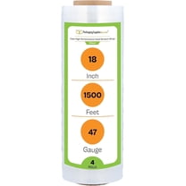 PSBM Hand Stretch Wrap 18" x 1500' 4 Rolls 47 Gauge Clear Plastic Shrink Film/Wrap Heavy Duty Industrial Strength Up to 800% Ultimate Stretch, Plastic Wrap for Moving, Packing, Shipping & Storage