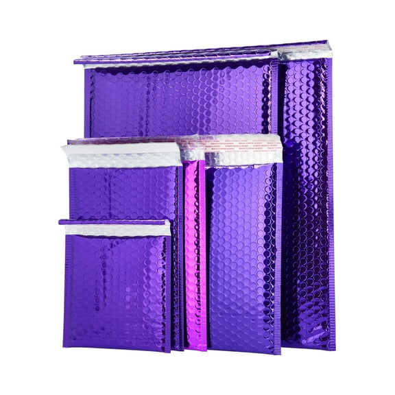PSBM Purple Bubble Mailers 9" x 11.5" 200 Pcs Metallic Padded Self Seal Envelopes for Stylish Shipping Use