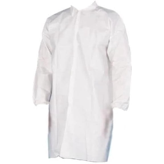 PSBM 25 Pcs White Microporous Disposable Lab Coat 5X-Large 4 Button Snaps 50G for, Agriculture, Food Service & Cleanup