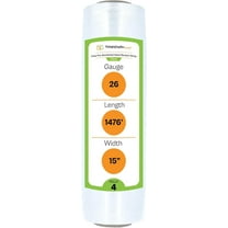 PSBM Cast Hand Pre-Stretch Wrap 15" x 1476 Feet 4 Rolls 26 Gauge Plastic Clear Shrink Film for Moving Packing