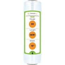 PSBM Cast Hand Pre-Stretch Wrap 15" x 1476 Feet 4 Rolls 30 Gauge Plastic Clear Shrink Film for Moving Packing