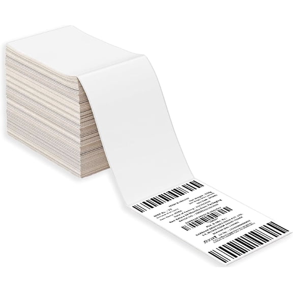 PSBM 4x6 Fanfold Thermal Transfer Labels, Must Have Thermal Ribbon (Not Included), 4000 Labels Total, 2 Stacks, 2000 Per Stack