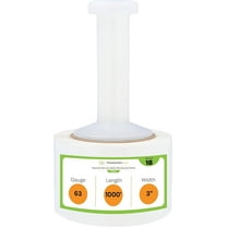 PSBM Mini Stretch Wrap 3" x 1000' 18 Rolls 63 Gauge Clear Plastic Shrink Film with 1 Free Plastic Dispenser Handle Per Case