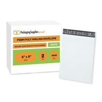 PSBM White Poly Mailers 6" x 9" 2 Mil Self Seal Tamper and Water Resistant Bags for Retail Shipping 1000 Pcs