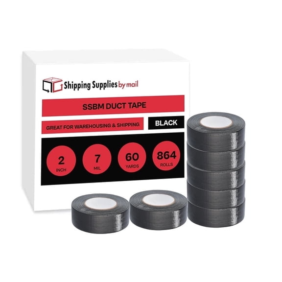 PSBM Black Duct Tape 2" X 60 Yards 6 Mil Bulk 864 Rolls Utility Tape For Professional Patching Bundling And Box Sealing