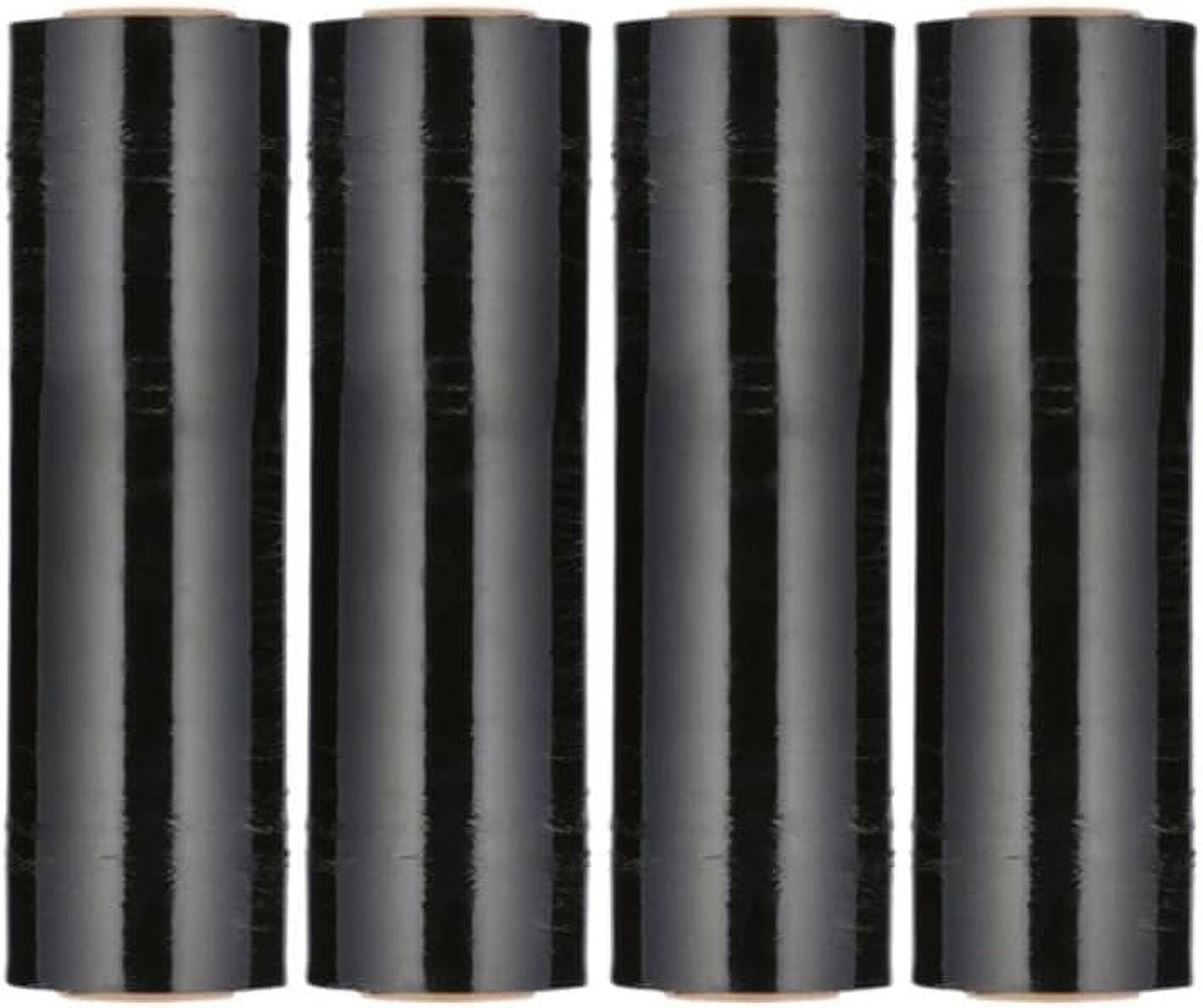 PSBM Black Stretch Wrap, 4 Pack, 18 Inch X 1500 Feet, 80 Gauge, Dark ...