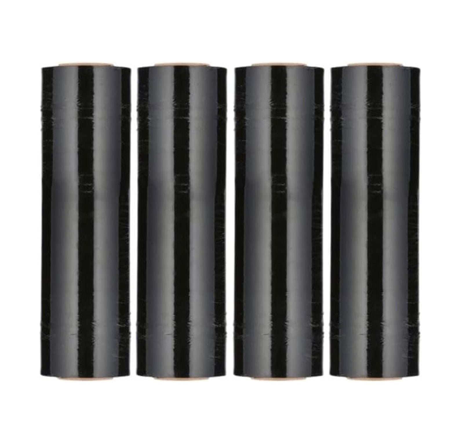 PSBM Black Stretch Wrap, 4 Pack, 18 Inch x 1500 Feet, 63 Gauge, Dark