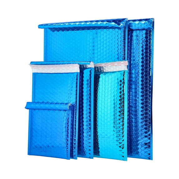 PSBM Blue Bubble Mailers 7.5" x 11" 500 Pcs Metallic Padded Envelopes Self Adhesive Closure for Retail Shipping
