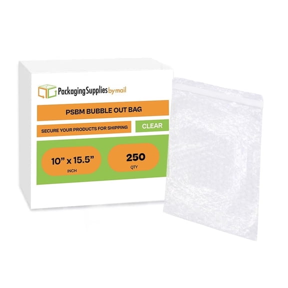 PSBM Bubble Out Bags 10" x 15.5" 250 Pcs Clear Self Seal Air Cushions for Shipping and Protecting Fragile Items