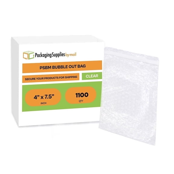 PSBM Bubble Out Bags 4" x 7.5" Clear Self Seal Lightweight 1100 Pcs for Packing Small Fragile Items