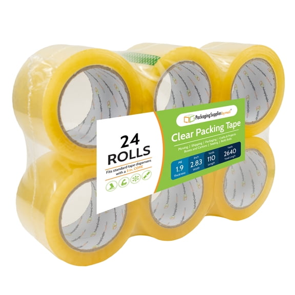 PSBM Clear Carton Sealing Tape Acrylic 2.83 Inch x 110 Yards 1.9 Mil 24 Rolls Adhesive for Shipping and Packaging