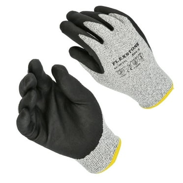 PSBM Cut Resistant Gloves Small ASTM Level 3 Nitrile Palm Grey/Black Reusable - 12 Pairs