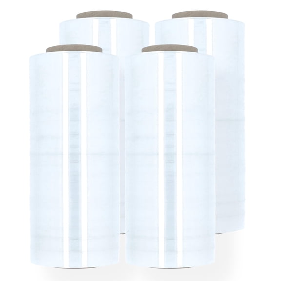 PSBM Hand Stretch Wrap 18 Inch x 1500 Feet 70 Gauge 4 Rolls Clear Plastic Blown Shrink Film for Packaging Moving Pallets
