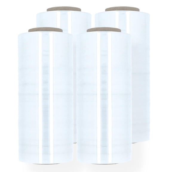 PSBM Hand Stretch Wrap 18 Inch x 1500 Feet 70 Gauge 4 Rolls Clear Plastic Blown Shrink Film for Packaging Moving Pallets