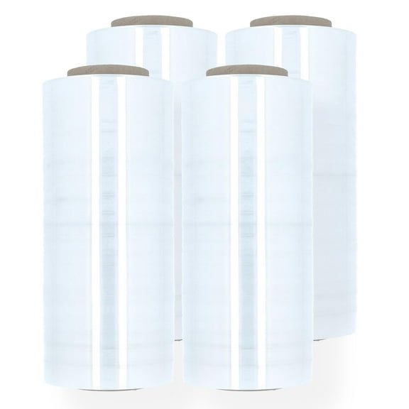 PSBM Hand Stretch Wrap 18 Inch x 1500 Feet 70 Gauge 4 Rolls Clear Plastic Blown Shrink Film for Packaging Moving Pallets