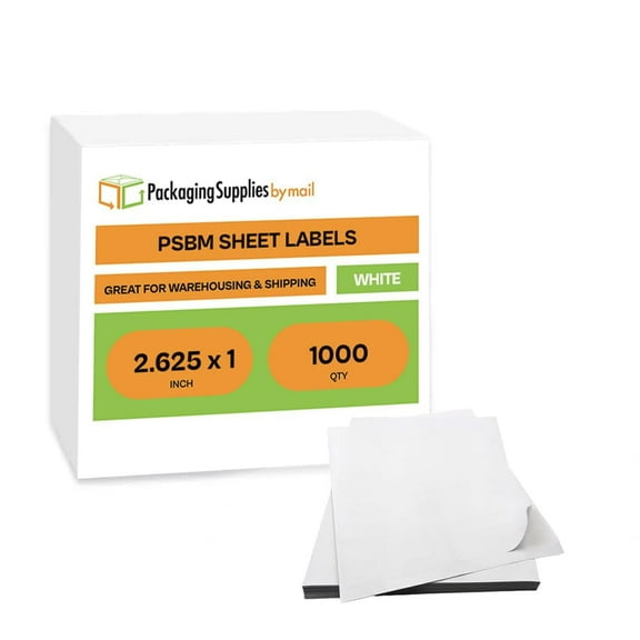 PSBM Laser Sheet Labels 2.625x1 Inch 1000 Sheets White Compatible with Laser and Inkjet Printers for Shipping Use
