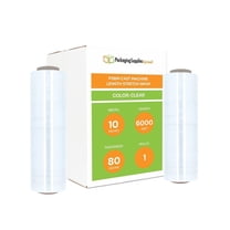 PSBM Machine Stretch Wrap 10" x 6000' 1 Roll 80 Gauge Clear Plastic Cast Shrink Film for Moving Packing Pallets