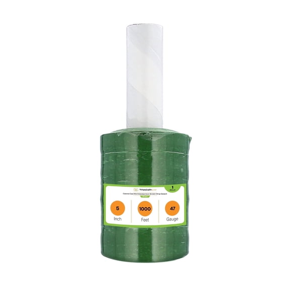 PSBM Extended Core Mini Stretch Wrap 5" x 1000' 1 Roll 47 Gauge Plastic Tinted Green Shrink Film for Moving Packing