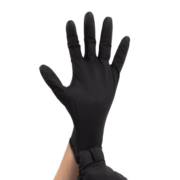 Wolverine Industrial Grade Nitrile Gloves Black Disposable Medium Fit 8 Mil Heavy Duty Diamond Textured Surface 2000 PCS