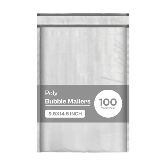PSBM Poly Bubble Mailers #4 9.5" x 14.5" Tamperproof Seal White Grey Envelopes 100 Pcs for Small Business Shipping