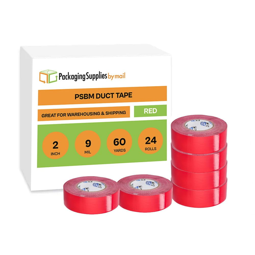 PSBM Red Duct Tape, 2 Inch x 60 Yards, 9 Mil Thick, Polyethylene Coated ...