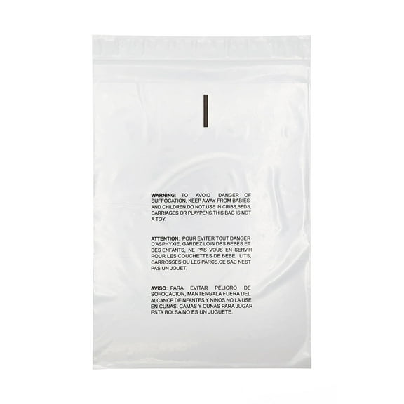 PSBM Resealable Clear Suffocation Warning Bags 8" x 10" 1.5 Mil Reusable Bags for Packaging and Shipping 1000 Pack