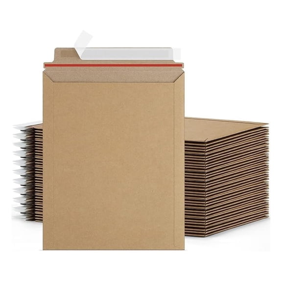 PSBM Rigid Mailers, 6x8 Inch, 100 Pack, Brown Cardboard Shipping Envelopes for Photo & Document, Self Seal