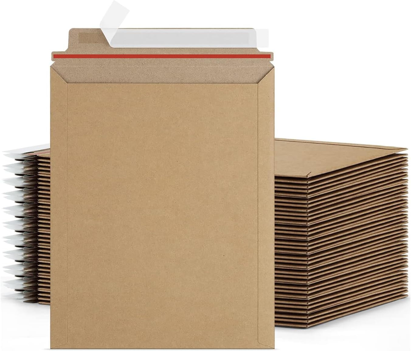 PSBM Rigid Mailers, 6x8 Inch, 100 Pack, Brown Cardboard Shipping Envelopes for Photo & Document