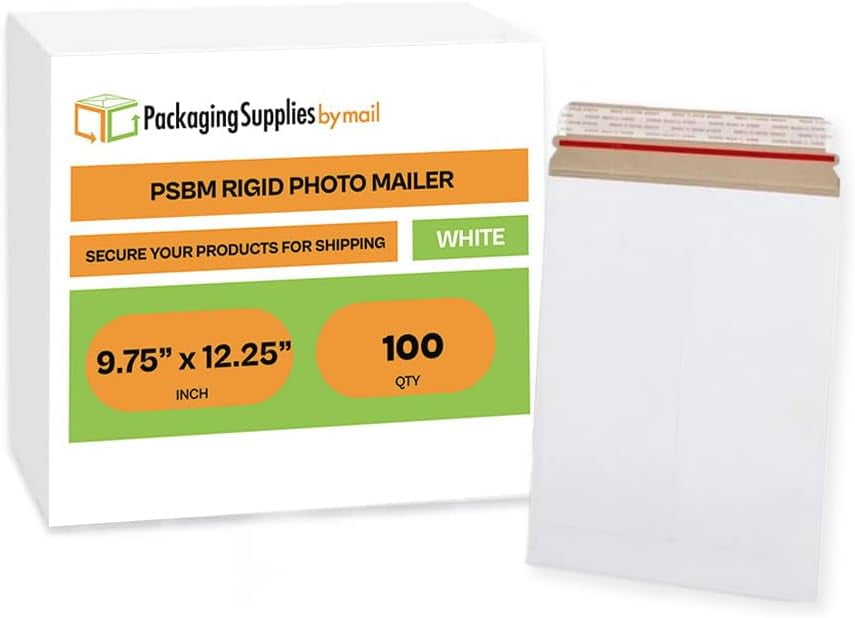 100 Pack 6x8 Inch Document Mailers - White Cardboard Self-Seal Envelopes For Shipping